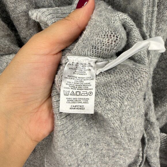 Loft Cardigan Women XL Gray V-Neck Button Up Long Sleeve Pockets Cotton Casual - Picture 4 of 7